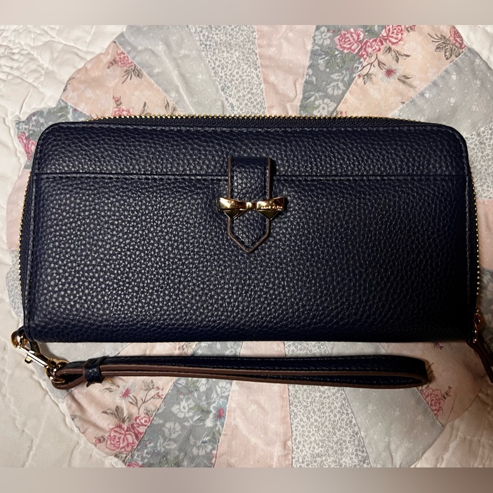 Anne Klein Navy Wallet with Gold Accent